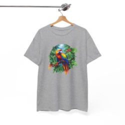 Tee Shirt Perroquet Tropical Ara Coloré – T-shirt Jungle Exotique Nature – Blanc Gris Noir – Idée Cadeau Amoureux des Oiseaux