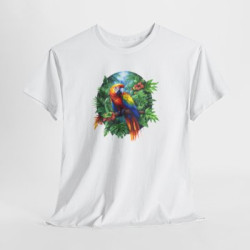 Tee Shirt Perroquet Tropical Ara Coloré – T-shirt Jungle Exotique Nature – Blanc Gris Noir – Idée Cadeau Amoureux des Oiseaux