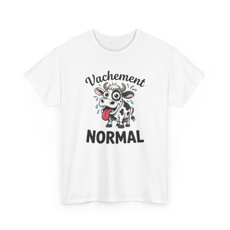Tee Shirt Vachement Normal Vache Drôle – T-shirt Humour Animal Ferme Blanc Gris Noir – Idée Cadeau Fun
