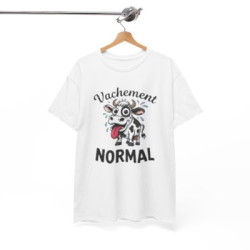 Tee Shirt Vachement Normal Vache Drôle – T-shirt Humour Animal Ferme Blanc Gris Noir – Idée Cadeau Fun