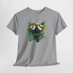 Tee Shirt Toucans Tropicaux Jungle – T-shirt Oiseaux Exotiques Nature Tropicale Blanc Gris Noir