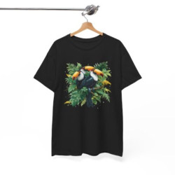Tee Shirt Toucans Tropicaux Jungle – T-shirt Oiseaux Exotiques Nature Tropicale Blanc Gris Noir