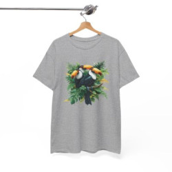 Tee Shirt Toucans Tropicaux Jungle – T-shirt Oiseaux Exotiques Nature Tropicale Blanc Gris Noir