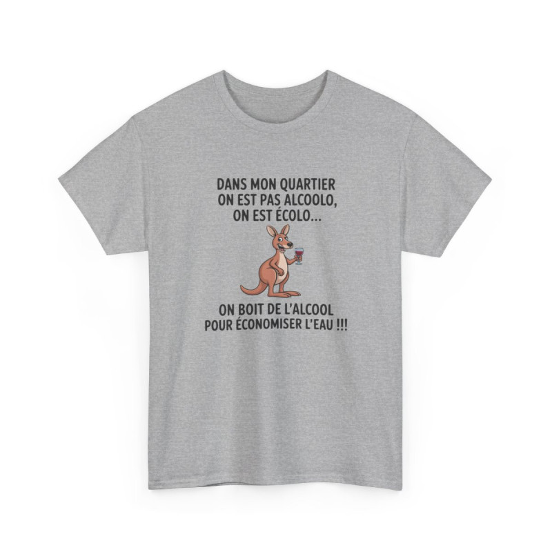 Tee Shirt Humour Kangourou On Boit De L’alcool Pour Économiser L’eau – T-shirt Drôle Apéro Vin Blanc Gris Noir