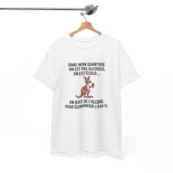 Tee Shirt Humour Kangourou On Boit De L’alcool Pour Économiser L’eau – T-shirt Drôle Apéro Vin Blanc Gris Noir