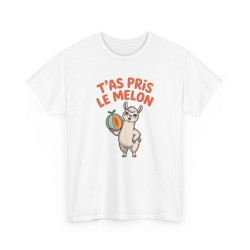 Tee Shirt T’as Pris Le Melon – Lama Humoristique avec Melon – T-shirt Drôle Blanc Gris Noir Idée Cadeau