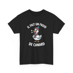 Tee Shirt Humour Il Fait Un Froid De Canard – Canard Hiver Bonnet Écharpe – T-shirt Drôle Blanc Gris Noir