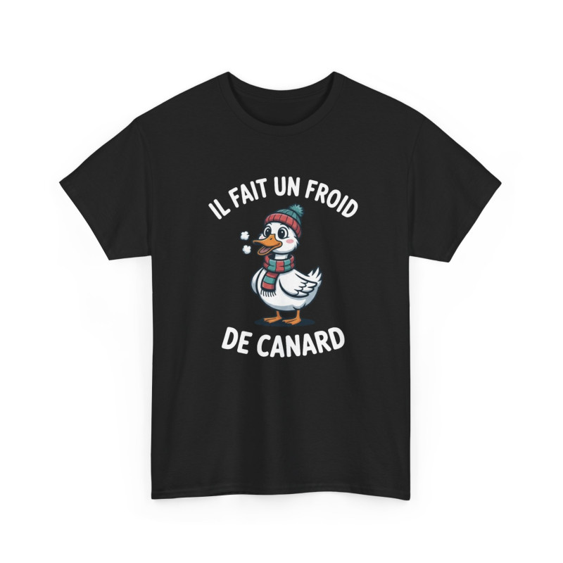 Tee Shirt Humour Il Fait Un Froid De Canard – Canard Hiver Bonnet Écharpe – T-shirt Drôle Blanc Gris Noir