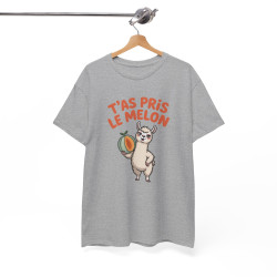 Tee Shirt T’as Pris Le Melon – Lama Humoristique avec Melon – T-shirt Drôle Blanc Gris Noir Idée Cadeau