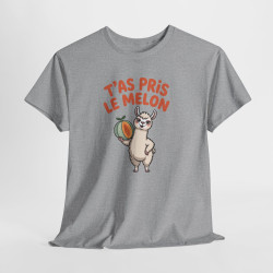 Tee Shirt T’as Pris Le Melon – Lama Humoristique avec Melon – T-shirt Drôle Blanc Gris Noir Idée Cadeau