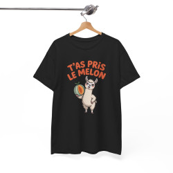 Tee Shirt T’as Pris Le Melon – Lama Humoristique avec Melon – T-shirt Drôle Blanc Gris Noir Idée Cadeau