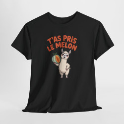 Tee Shirt T’as Pris Le Melon – Lama Humoristique avec Melon – T-shirt Drôle Blanc Gris Noir Idée Cadeau