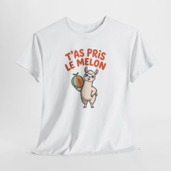 Tee Shirt T’as Pris Le Melon – Lama Humoristique avec Melon – T-shirt Drôle Blanc Gris Noir Idée Cadeau
