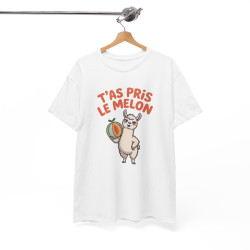 Tee Shirt T’as Pris Le Melon – Lama Humoristique avec Melon – T-shirt Drôle Blanc Gris Noir Idée Cadeau