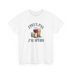 Tee Shirt J’Peux Pas J’Ai Apéro – T-shirt Humour Apéro Vin Bière Whisky – Tee Shirt Drôle Blanc Gris Noir