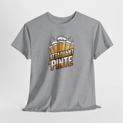 Tee Shirt Attaquant de Pinte – T-shirt Humour Pétanque et Bière – Tee Shirt Drôle Apéro Blanc Gris Noir