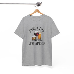 Tee Shirt J’Peux Pas J’Ai Apéro – T-shirt Humour Apéro Vin Bière Whisky – Tee Shirt Drôle Blanc Gris Noir