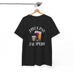 Tee Shirt J’Peux Pas J’Ai Apéro – T-shirt Humour Apéro Vin Bière Whisky – Tee Shirt Drôle Blanc Gris Noir