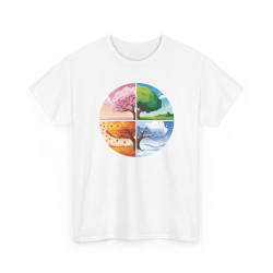 Tee Shirt Arbre 4 Saisons Nature – Printemps Été Automne Hiver – T-shirt Paysage Nature Blanc Gris Noir