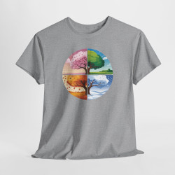 Tee Shirt Arbre 4 Saisons Nature – Printemps Été Automne Hiver – T-shirt Paysage Nature Blanc Gris Noir