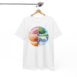 Tee Shirt Arbre 4 Saisons Nature – Printemps Été Automne Hiver – T-shirt Paysage Nature Blanc Gris Noir