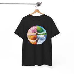 Tee Shirt Arbre 4 Saisons Nature – Printemps Été Automne Hiver – T-shirt Paysage Nature Blanc Gris Noir