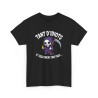 Tee Shirt Humour Noir Faucheuse – Tant D’Idiots Et Seulement Une Faux – T-shirt Drôle Mort Cartoon