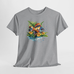 Tee Shirt Poisson Tropical Coloré – Illustration Aquatique Nature et Fleurs – T-shirt Animal Marin