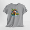 Tee Shirt Poisson Tropical Coloré – Illustration Aquatique Nature et Fleurs – T-shirt Animal Marin