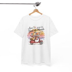 Tee Shirt Renards Amoureux – Avec Toi Jusqu’au Bout du Monde – T-shirt Couple Amour Animaux