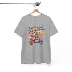 Tee Shirt Renards Amoureux – Avec Toi Jusqu’au Bout du Monde – T-shirt Couple Amour Animaux