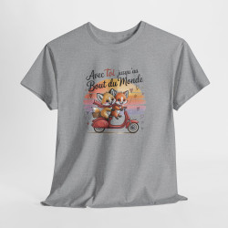 Tee Shirt Renards Amoureux – Avec Toi Jusqu’au Bout du Monde – T-shirt Couple Amour Animaux
