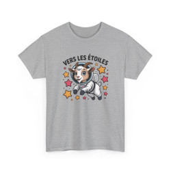 Tee Shirt Chèvre Astronaute Vers Les Étoiles – T-shirt Animal Espace Humour Science Blanc Gris Noir Idée Cadeau