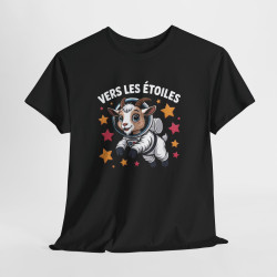 Tee Shirt Chèvre Astronaute Vers Les Étoiles – T-shirt Animal Espace Humour Science Blanc Gris Noir Idée Cadeau
