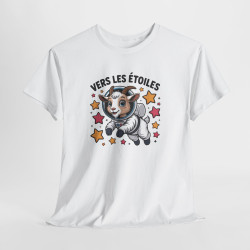Tee Shirt Chèvre Astronaute Vers Les Étoiles – T-shirt Animal Espace Humour Science Blanc Gris Noir Idée Cadeau