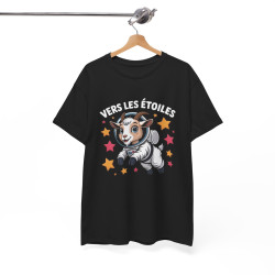 Tee Shirt Chèvre Astronaute Vers Les Étoiles – T-shirt Animal Espace Humour Science Blanc Gris Noir Idée Cadeau