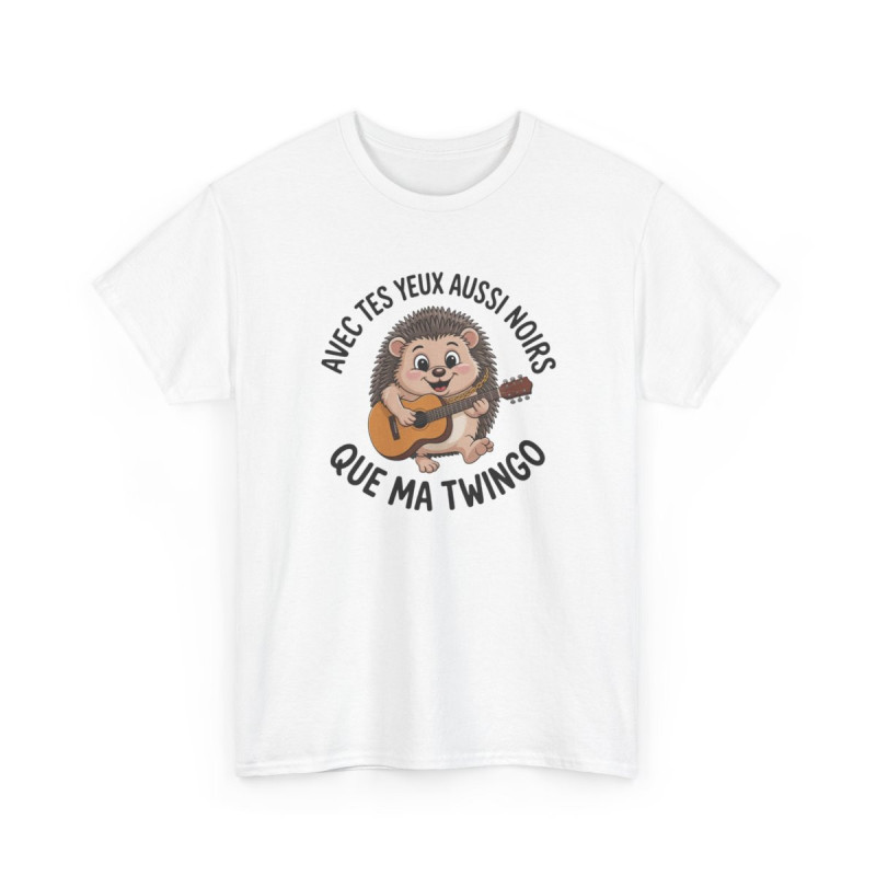 Tee Shirt Hérisson Musique Humour Avec tes yeux aussi noirs que ma Twingo – Hérisson Guitariste Drôle JuL