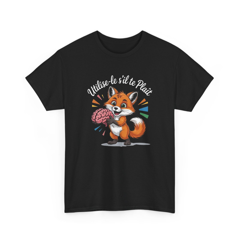 Tee Shirt Renard Humour Utilise-le s’il te plaît – Renard avec Cerveau Drôle – T-shirt Humour Animaux