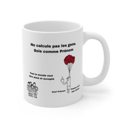Mug Personnalisé Humoristique – Personnage Ballons Cœurs avec Prénom – Tasse Humour Original 325ml