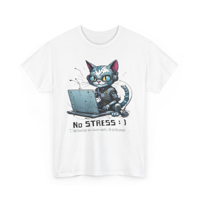 Tee Shirt Unisex Dépannage en cours merci de patienter... Chat idée cadeau humour fun drôle amusant homme femme