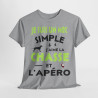 Tee shirt Homme Je suis un mec simple j'aime la chasse et l'apéro idée cadeau humour drôle