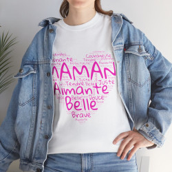 Tee shirt Femme Maman aimante belle idée cadeau fête des mères anniversaire amour love coeur