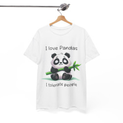 Tee shirt Unisex I love pandas i tolerate people Idée cadeau humour drôle amusant homme femme
