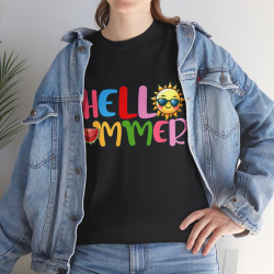 Tee shirt Unisex Hello summer idée cadeau design été Homme/Femme
