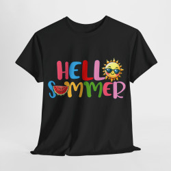 Tee shirt Unisex Hello summer idée cadeau design été Homme/Femme