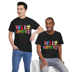Tee shirt Unisex Hello summer idée cadeau design été Homme/Femme