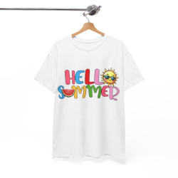 Tee shirt Unisex Hello summer idée cadeau design été Homme/Femme