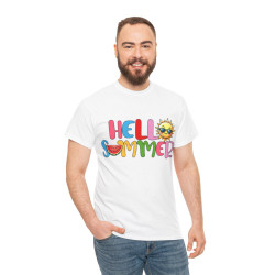 Tee shirt Unisex Hello summer idée cadeau design été Homme/Femme