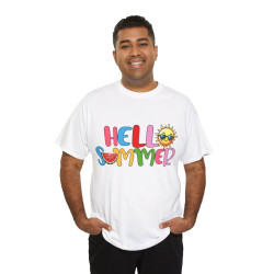 Tee shirt Unisex Hello summer idée cadeau design été Homme/Femme