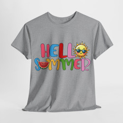Tee shirt Unisex Hello summer idée cadeau design été Homme/Femme